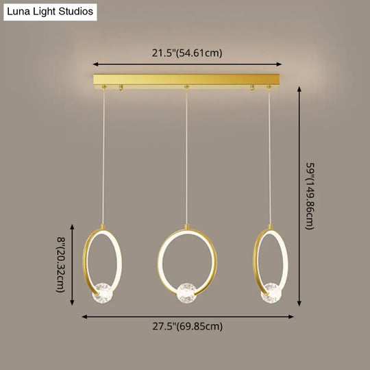 Modern Metal Led Indoor Pendant Light: Stylish Ring-Shaped Hanging Fixture