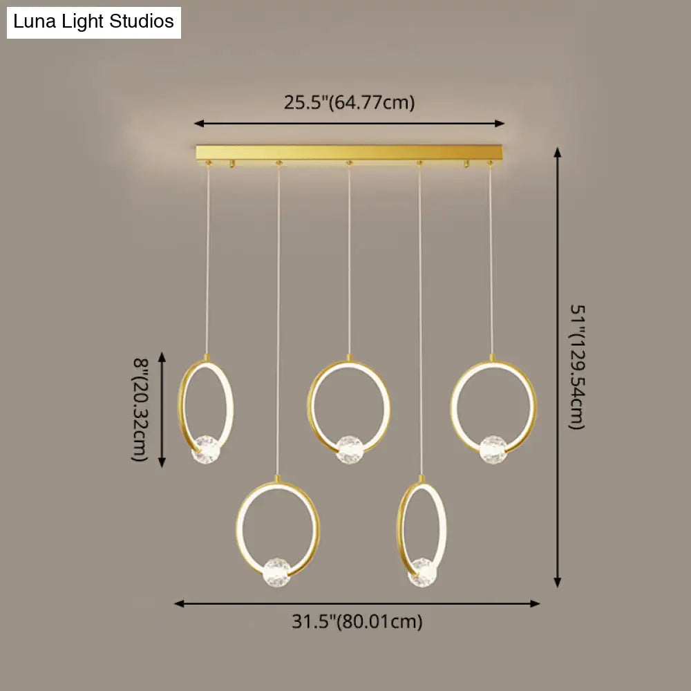 Modern Metal Led Indoor Pendant Light: Stylish Ring-Shaped Hanging Fixture