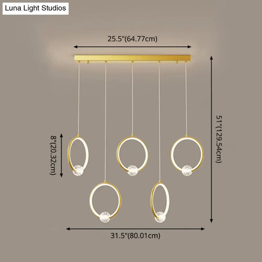 Modern Metal Led Indoor Pendant Light: Stylish Ring-Shaped Hanging Fixture