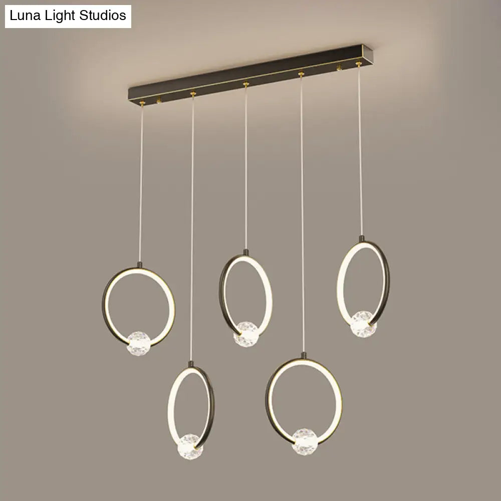 Modern Metal Led Indoor Pendant Light: Stylish Ring-Shaped Hanging Fixture