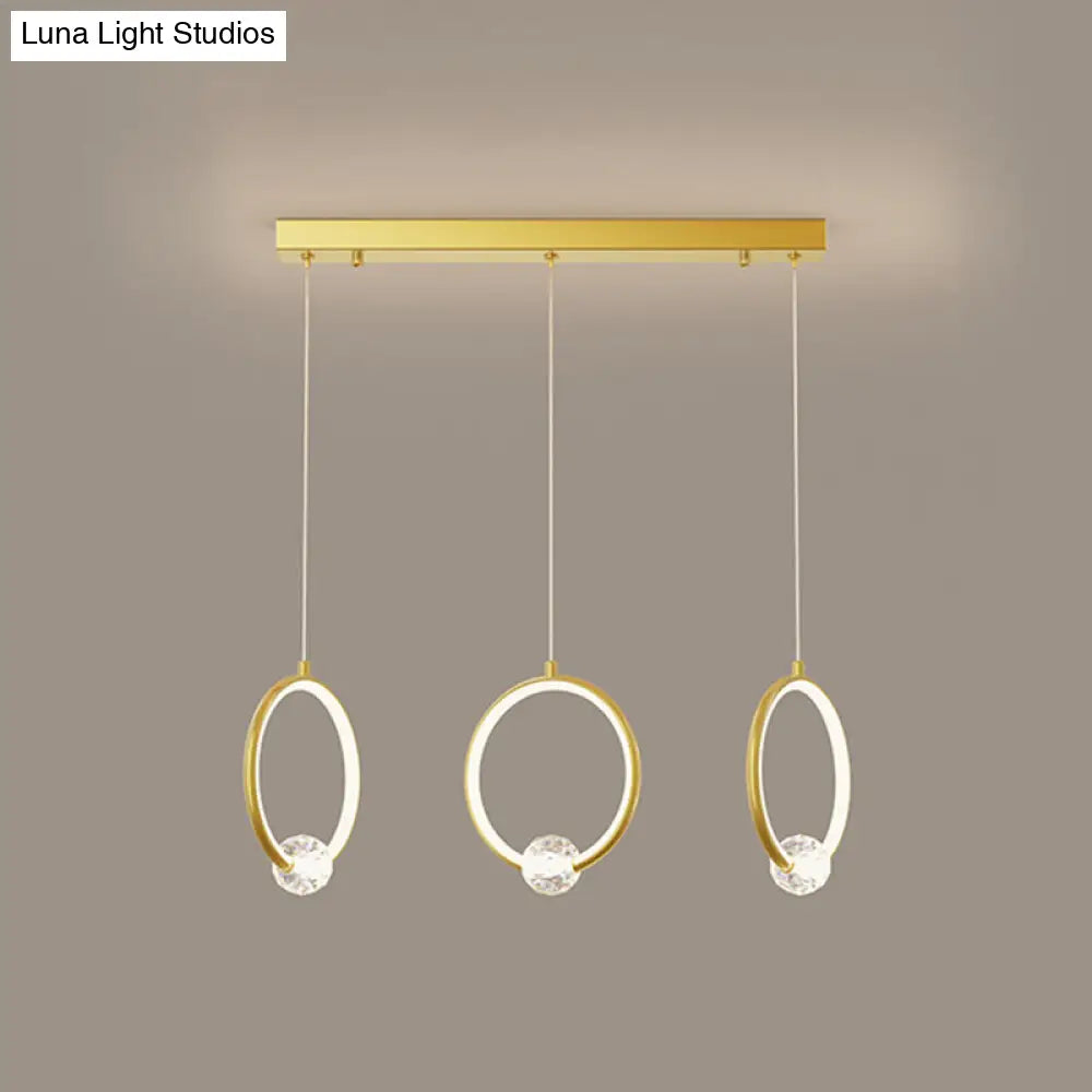 Modern Metal Led Ring Pendant Light - Stylish Indoor Lighting Fixture 3 / Gold