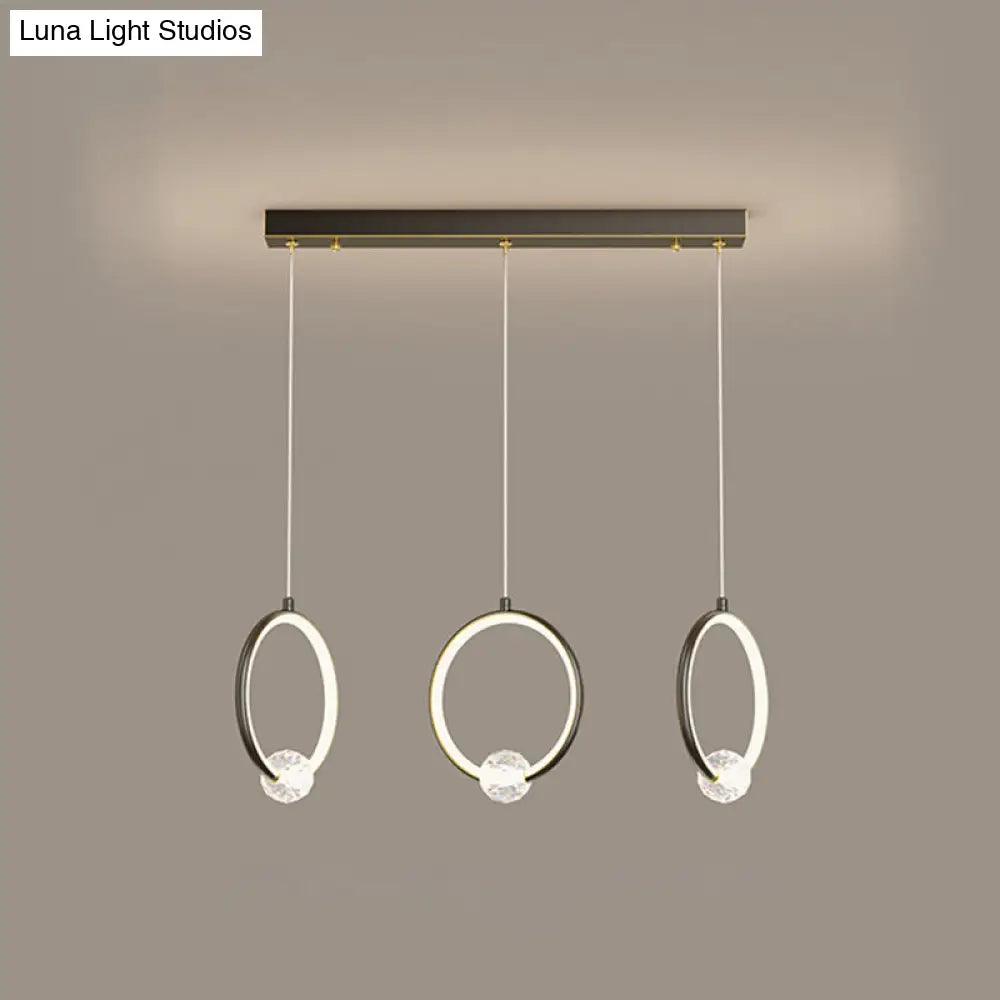 Modern Metal Led Ring Pendant Light - Stylish Indoor Lighting Fixture 3 / Black