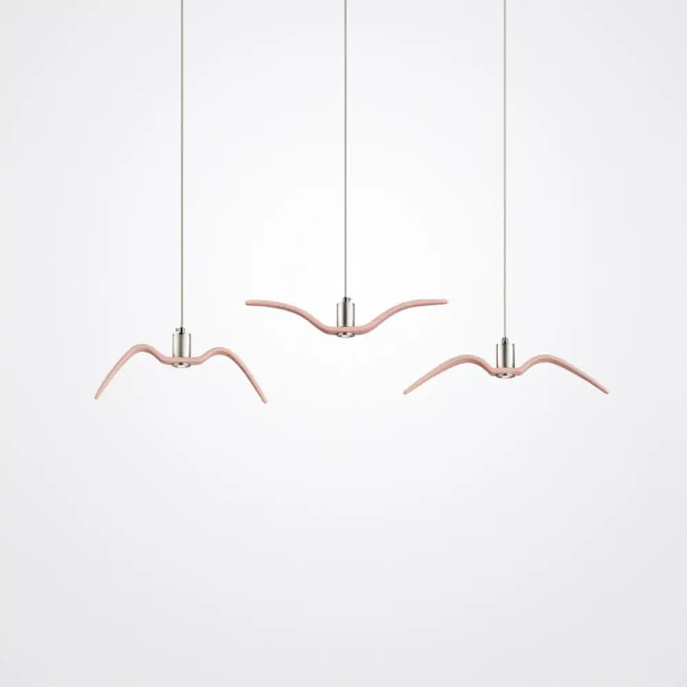 Modern Metal Led Pendant Light Kit Featuring Seagull Design For Dining Room Pink / B