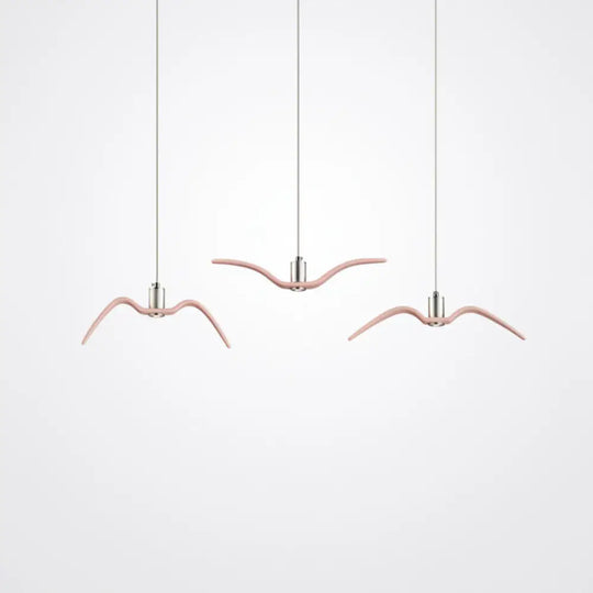 Modern Metal Led Pendant Light Kit Featuring Seagull Design For Dining Room Pink / B