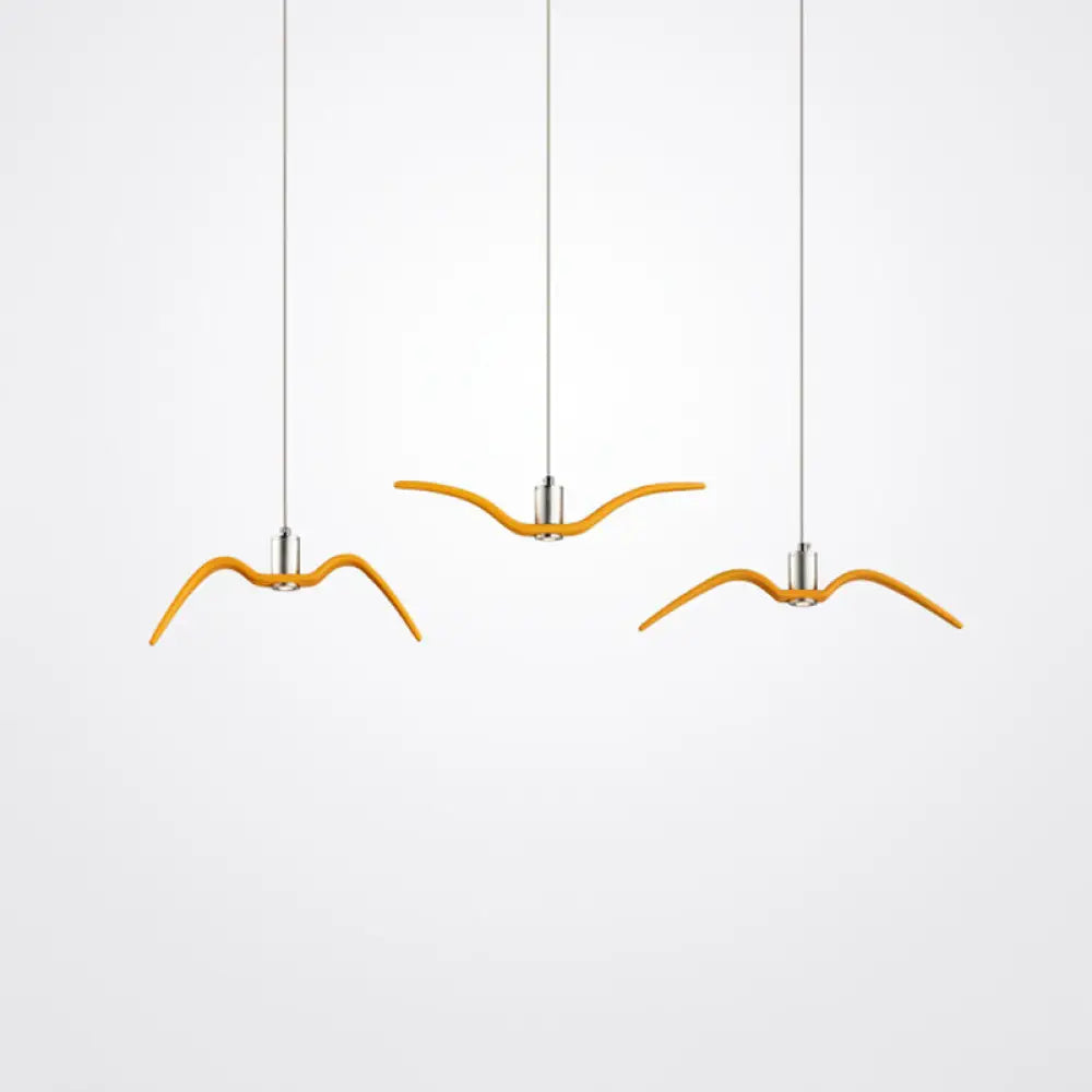 Modern Metal Led Pendant Light Kit Featuring Seagull Design For Dining Room Yellow / B