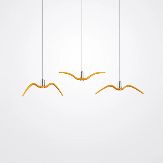 Modern Metal Led Pendant Light Kit Featuring Seagull Design For Dining Room Yellow / B