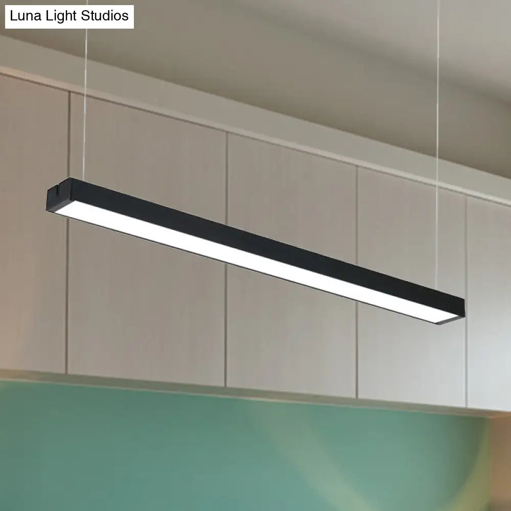 Modern Metal Led Rectangular Hanging Lamp Wide Black/Silver Ceiling Pendant Light Fixture For