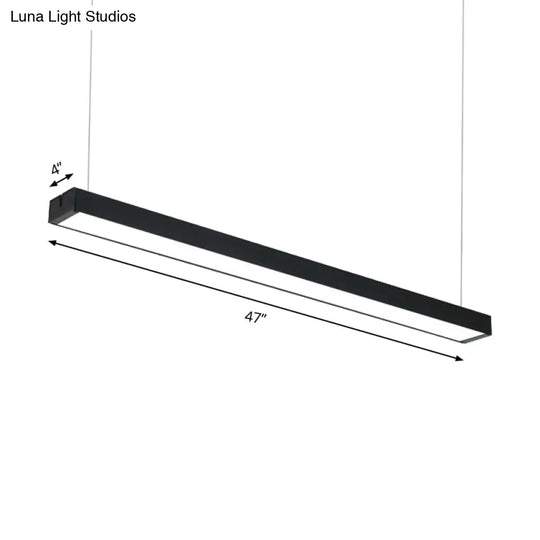 Modern Metal Led Rectangular Hanging Lamp Wide Black/Silver Ceiling Pendant Light Fixture For