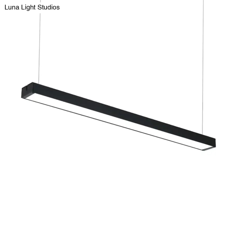 Modern Metal Led Rectangular Hanging Lamp Wide Black/Silver Ceiling Pendant Light Fixture For