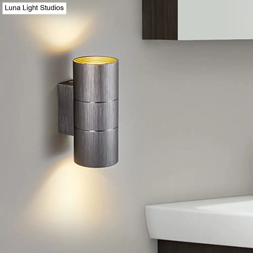 Modern Metal Led Up And Down Wall Sconce - 1 Light Black/Grey/Gold Lamp For Bathroom