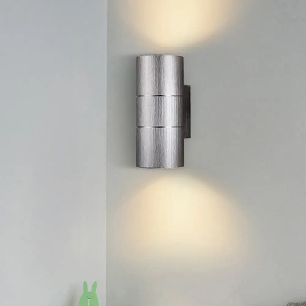 Modern Metal Led Up And Down Wall Sconce - 1 Light Black/Grey/Gold Lamp For Bathroom Grey