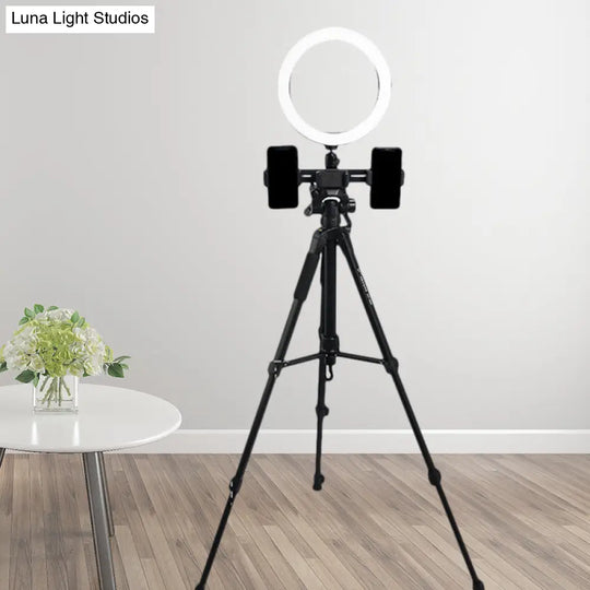 Modern Metal Led Vanity Lamp With Usb And Round Shade - Black Tripod Design