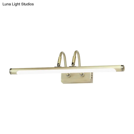 Modern Metal Led Vanity Light - Tubed Wall Fixture Adjustable 16.5/20.5 W Gold Finish Arced Arm