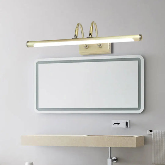 Modern Metal Led Vanity Light - Tubed Wall Fixture Adjustable 16.5/20.5 W Gold Finish Arced Arm