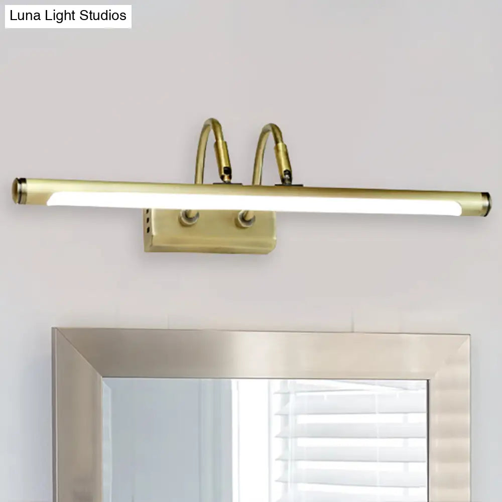 Modern Metal Led Vanity Light - Tubed Wall Fixture Adjustable 16.5/20.5 W Gold Finish Arced Arm