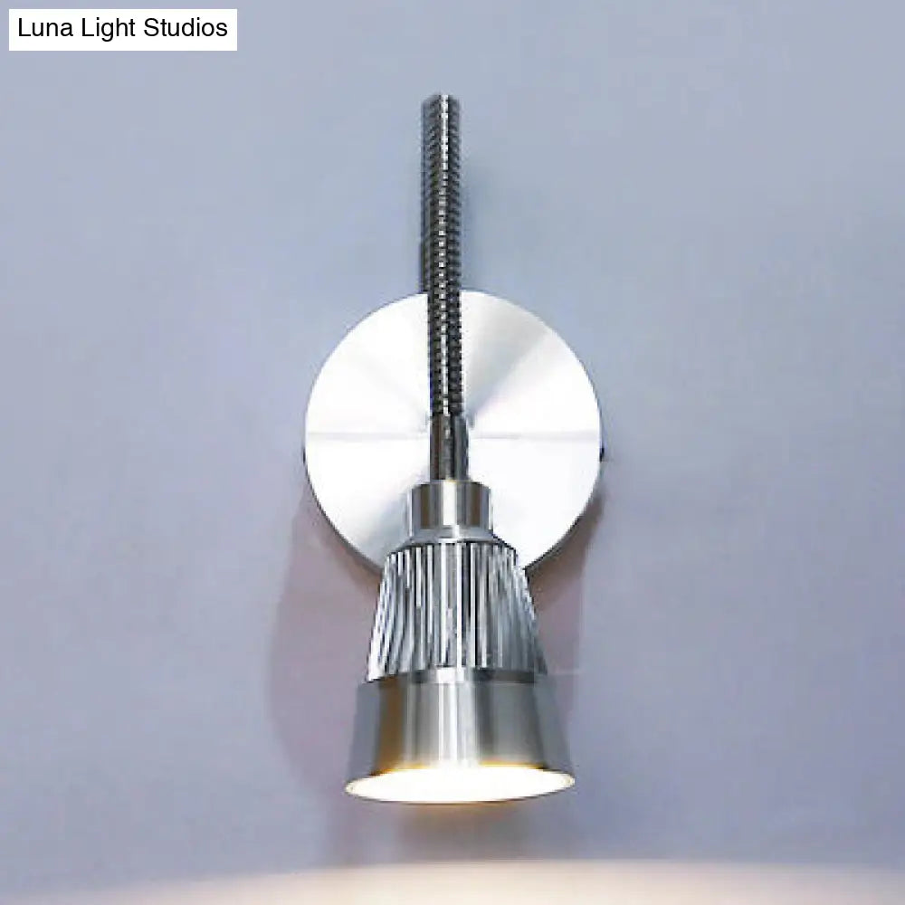 Modern Metal Led Wall Sconce With Adjustable Reading Light In Warm/White Chrome Finish