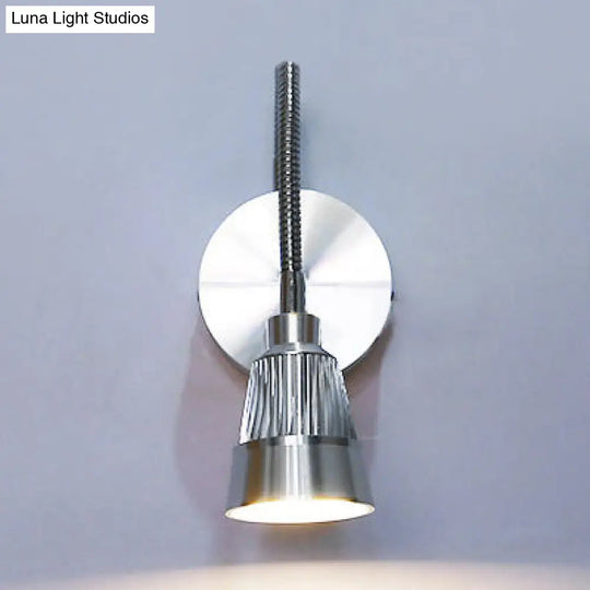 Modern Metal Led Wall Sconce With Adjustable Reading Light In Warm/White Chrome Finish