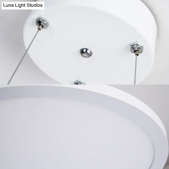 Modern Metal Led White Ceiling Pendant Light - 16’’/19.5’’ Wide Plate Office Lighting With