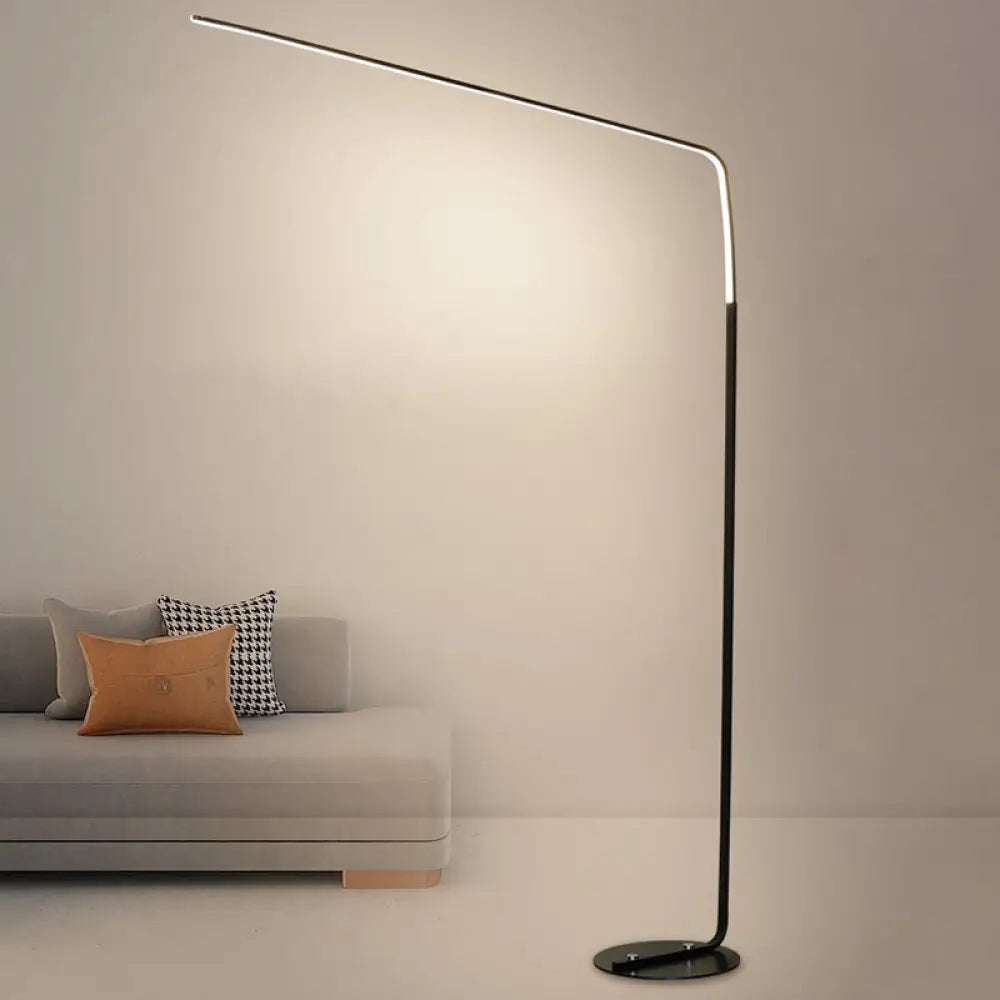 Modern Metal Linear Floor Lighting With Foot Switch - Sleek Led Standing Light Black