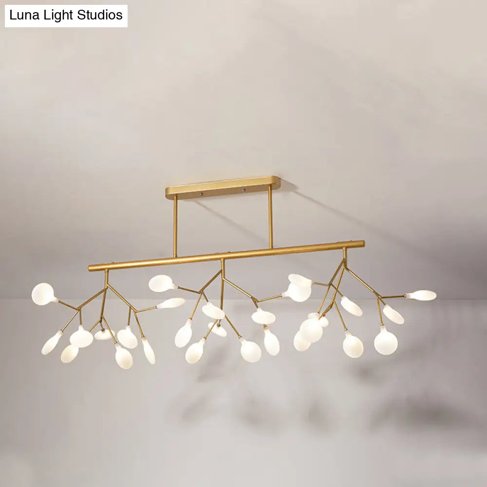 Modern Metal Linear Island Light: Branching Led Pendant Fixture