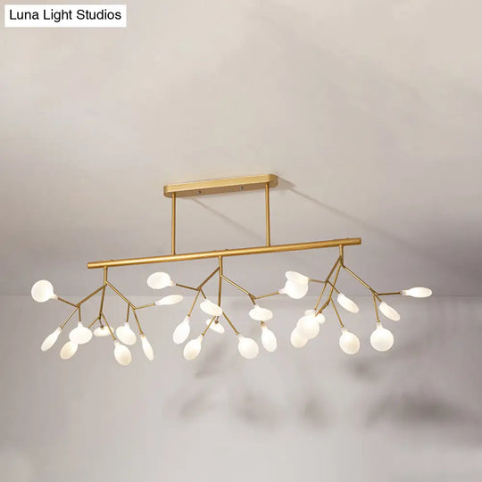 Modern Metal Linear Island Light: Branching Led Pendant Fixture