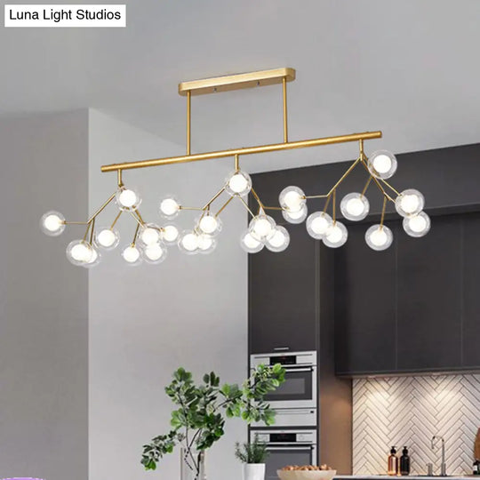 Modern Metal Linear Island Light: Branching Led Pendant Fixture