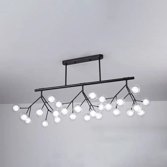 Modern Metal Linear Island Light: Branching Led Pendant Fixture Black / B