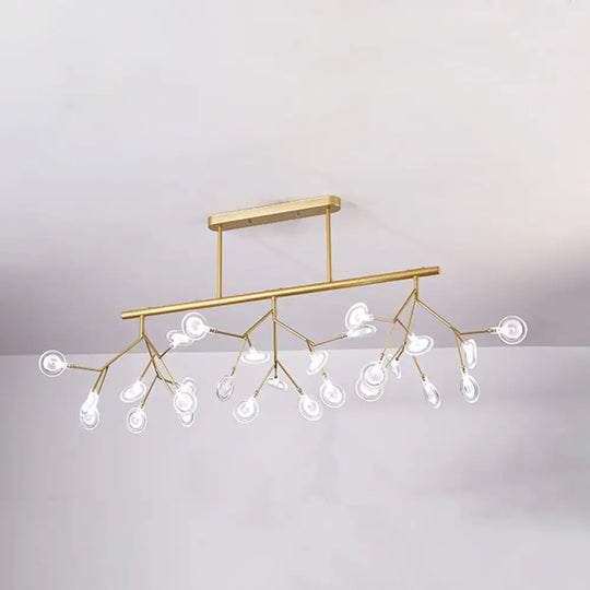 Modern Metal Linear Island Light: Branching Led Pendant Fixture Gold / A