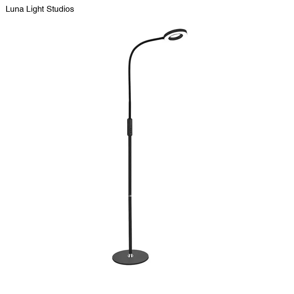 Modern Metal Loop Floor Lamp - White/Black Led Light For Living Room