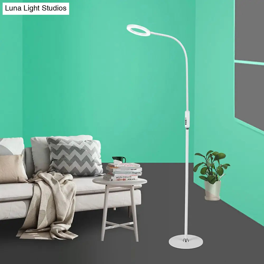 Modern Metal Loop Floor Lamp - White/Black Led Light For Living Room