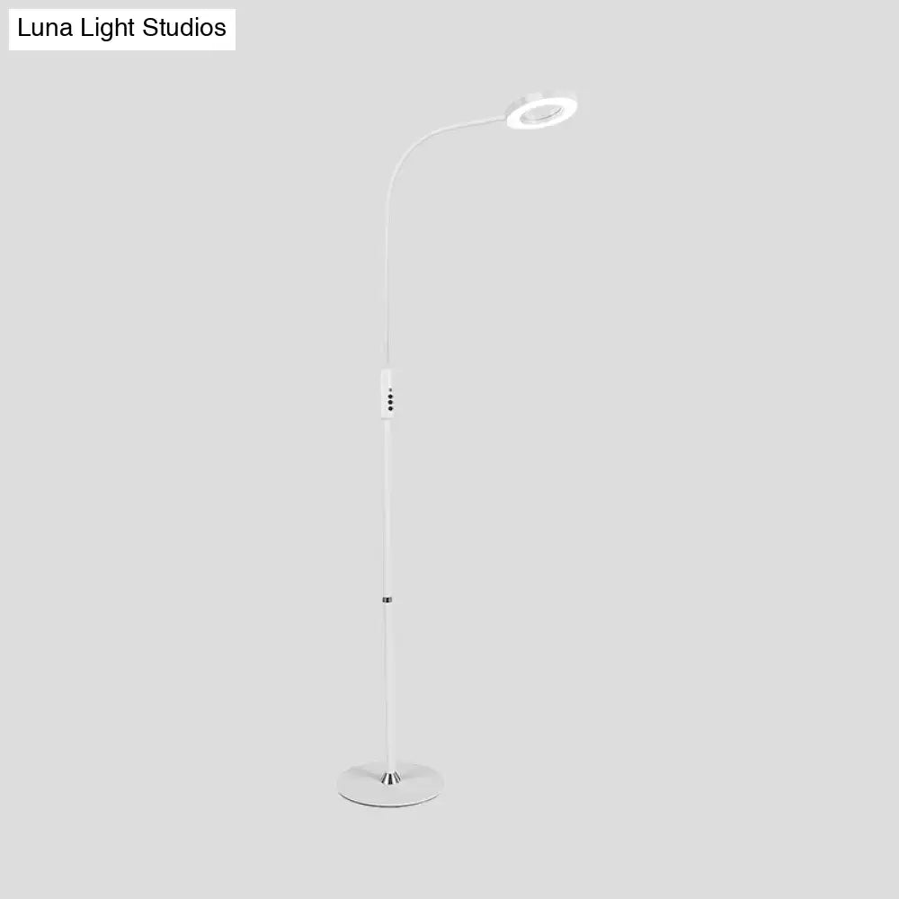 Modern Metal Loop Floor Lamp - White/Black Led Light For Living Room