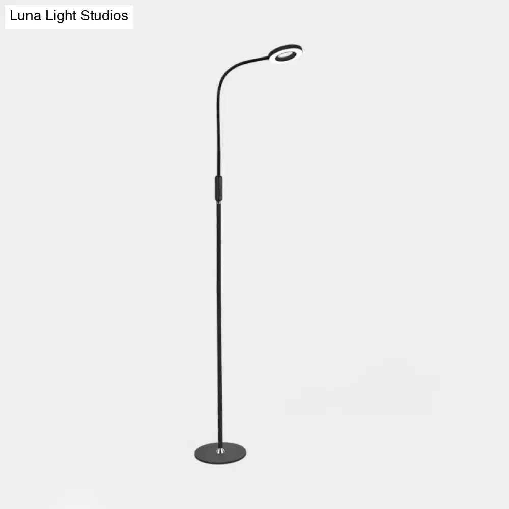 Modern Metal Loop Floor Lamp - White/Black Led Light For Living Room