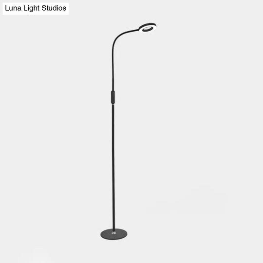 Modern Metal Loop Floor Lamp - White/Black Led Light For Living Room