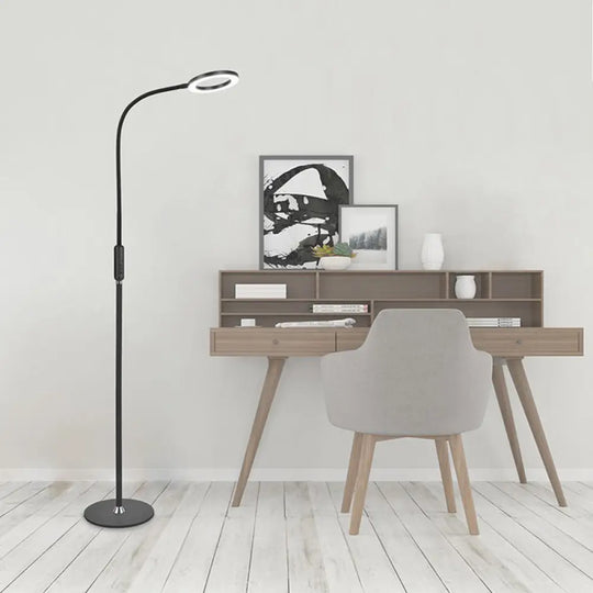 Modern Metal Loop Floor Lamp - White/Black Led Light For Living Room Black