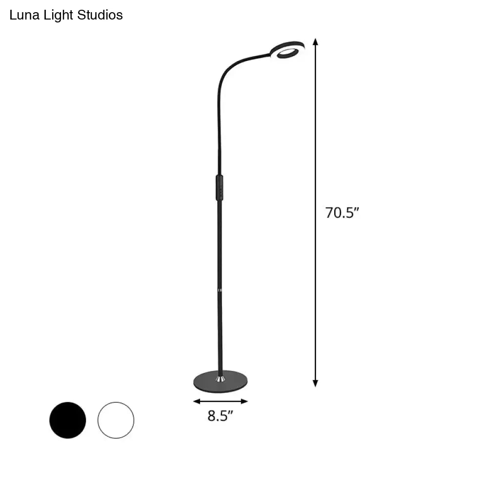 Modern Metal Loop Floor Lamp - White/Black Led Light For Living Room