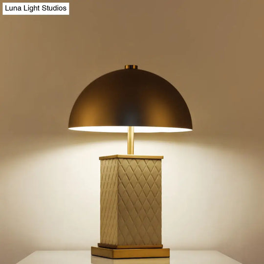 Modern Metal Nightstand Light With Dual Heads - Gold Dome Table Lamp For Living Room