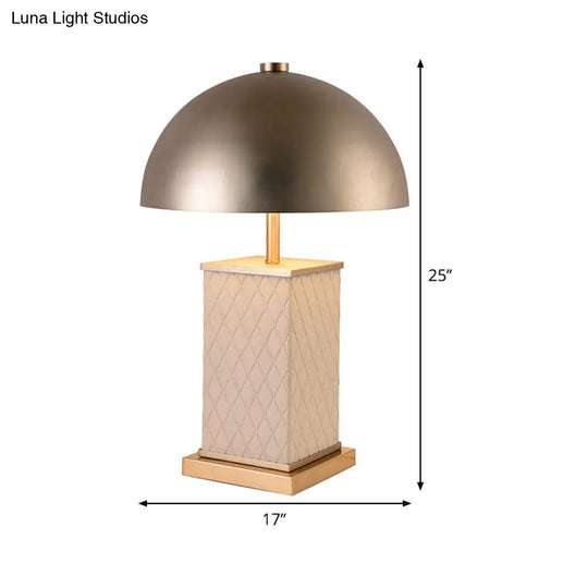 Modern Metal Nightstand Light With Dual Heads - Gold Dome Table Lamp For Living Room