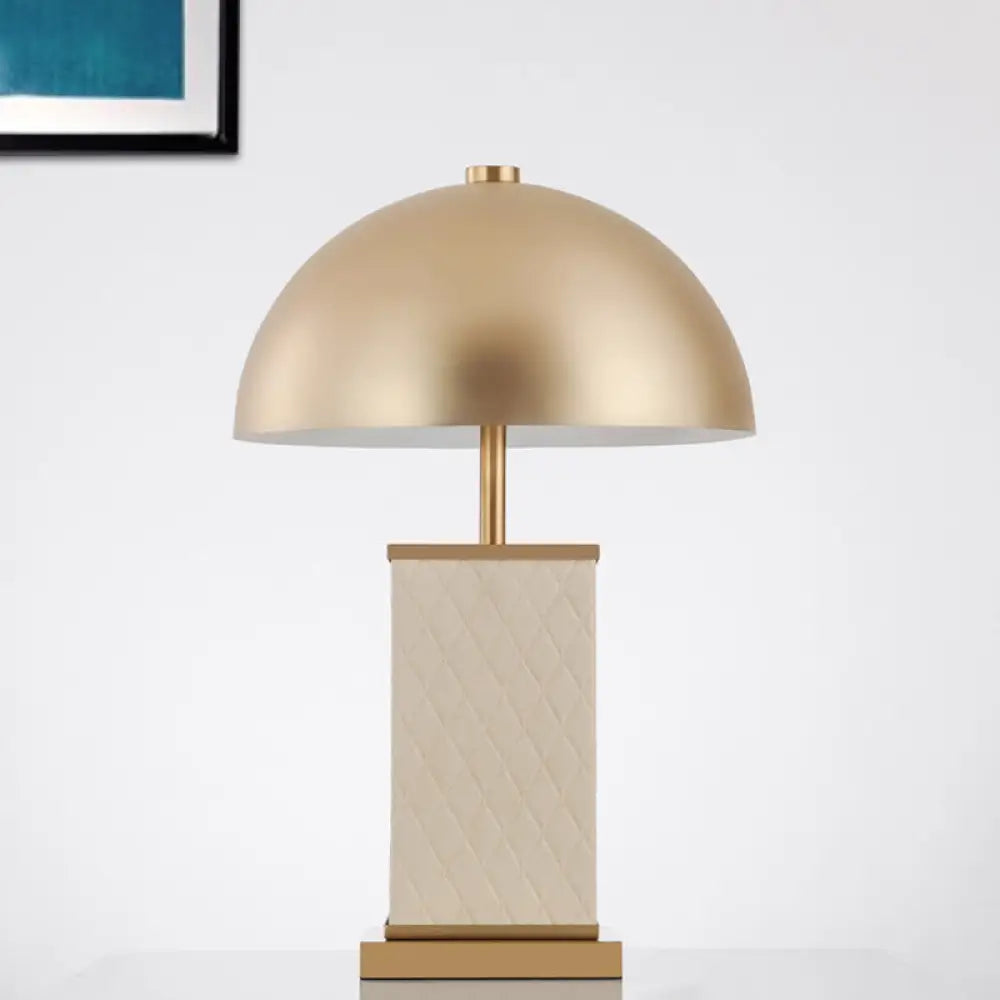 Modern Metal Nightstand Light With Dual Heads - Gold Dome Table Lamp For Living Room