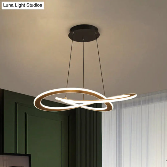 Modern Metal Pendant Chandelier - Knotting Circular Design Warm/White Light Hanging Ceiling Lamp