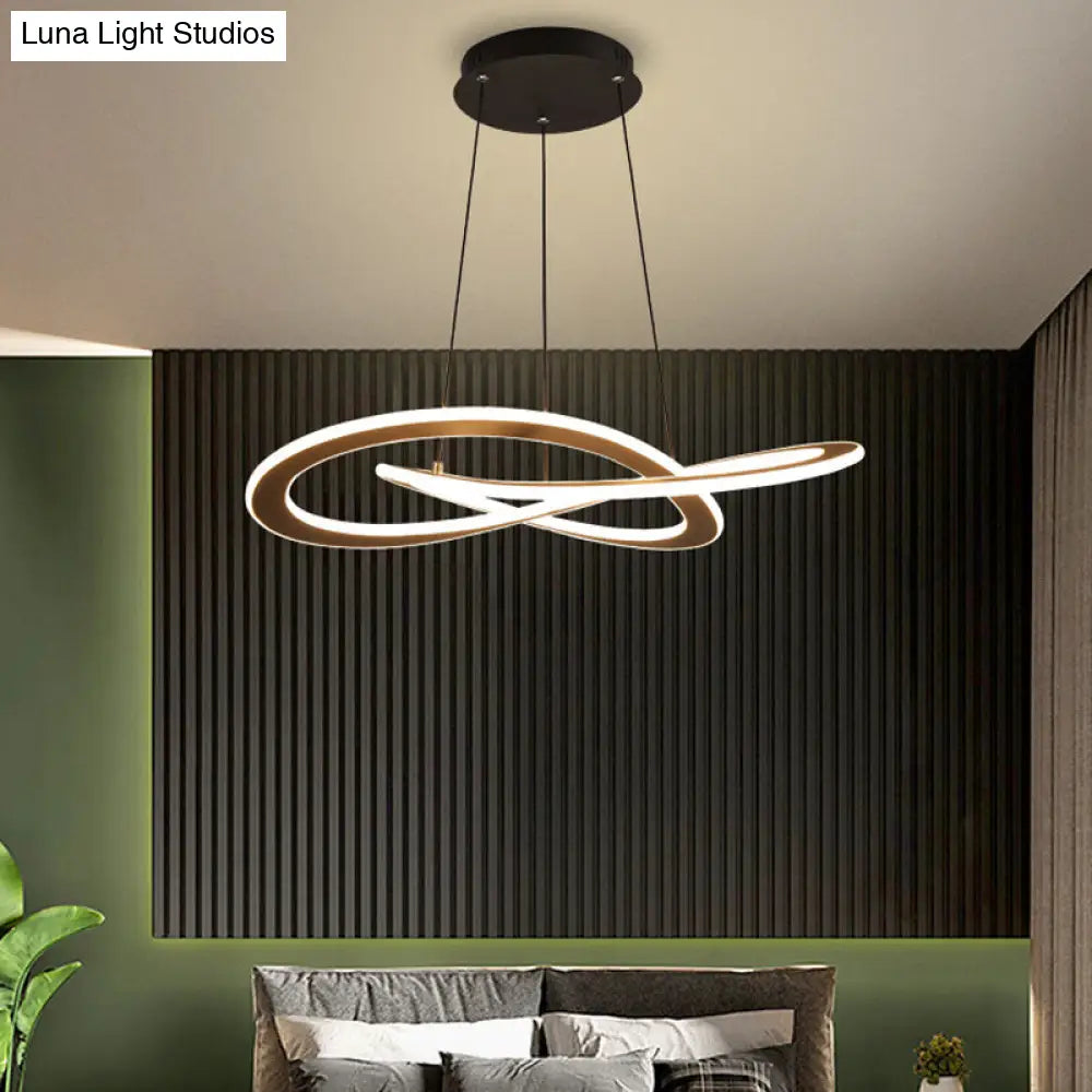 Simplicity Metal Circular Pendant Chandelier - Knotting Design Coffee Hanging Ceiling Lamp In