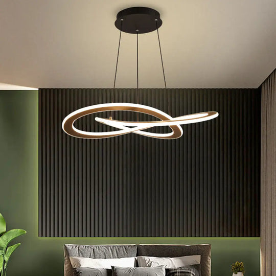 Modern Metal Pendant Chandelier - Knotting Circular Design Warm/White Light Hanging Ceiling Lamp