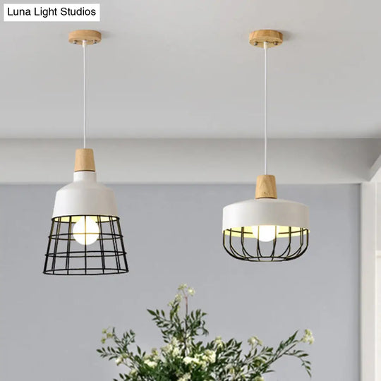 Modern Hanging Pendant Light For Dining Table - Black/White Bowl/Cone Shade