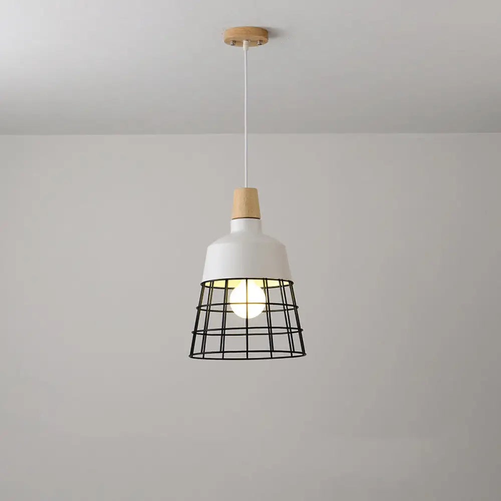Modern Metal Pendant Lamp For Dining Table - Black/White Bowl/Cone Shade Black / Cylinder