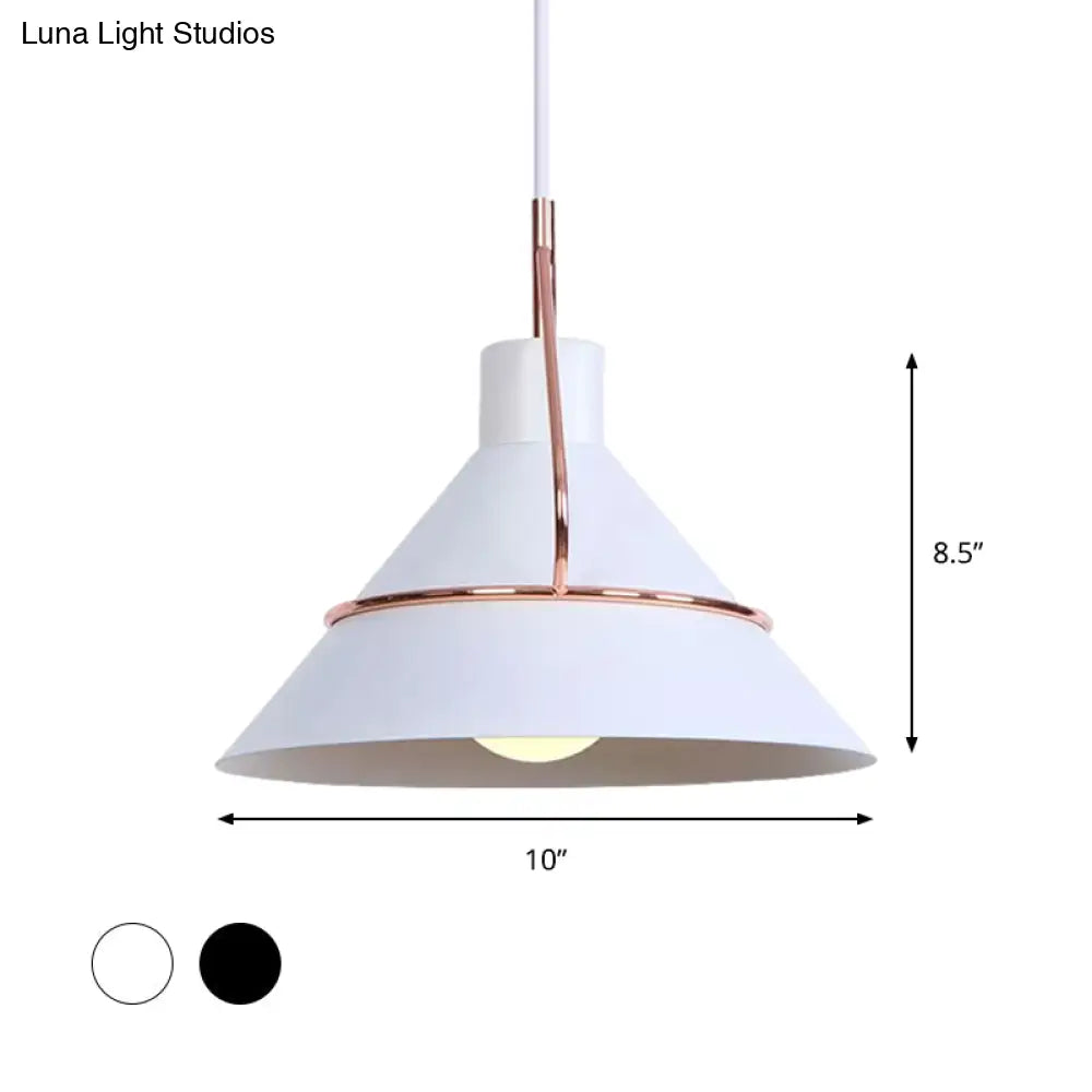 Modern Metal Pendant Lamp - Minimalist Conical Design 1 Light White/Black