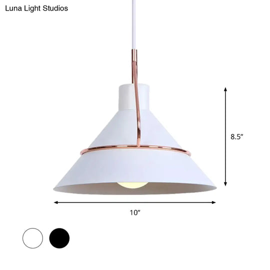 Modern Metal Pendant Lamp - Minimalist Conical Design 1 Light White/Black