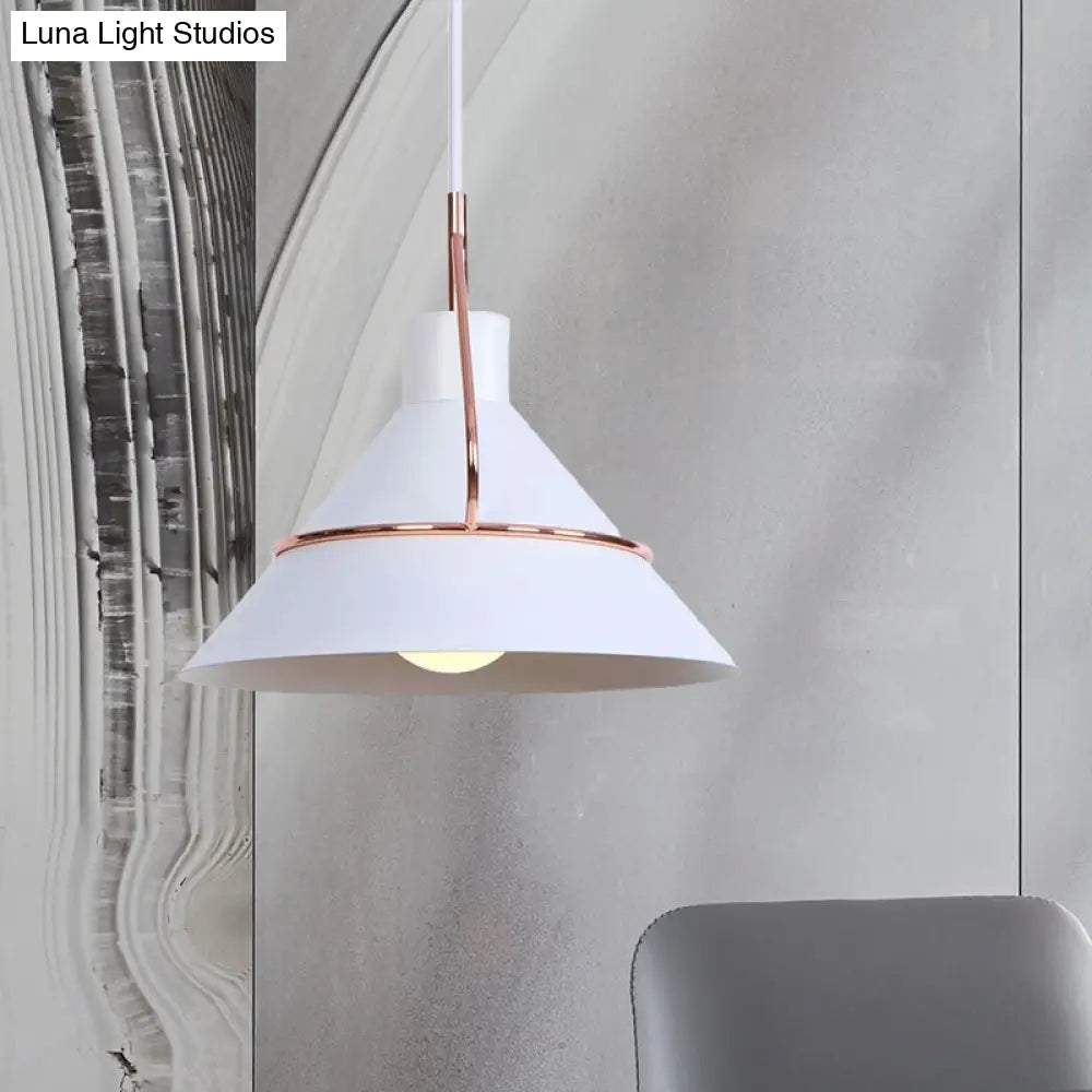 Contemporary Metal Pendant Lamp - 1 Light Minimalist Hanging Fixture For Living Room In White/Black