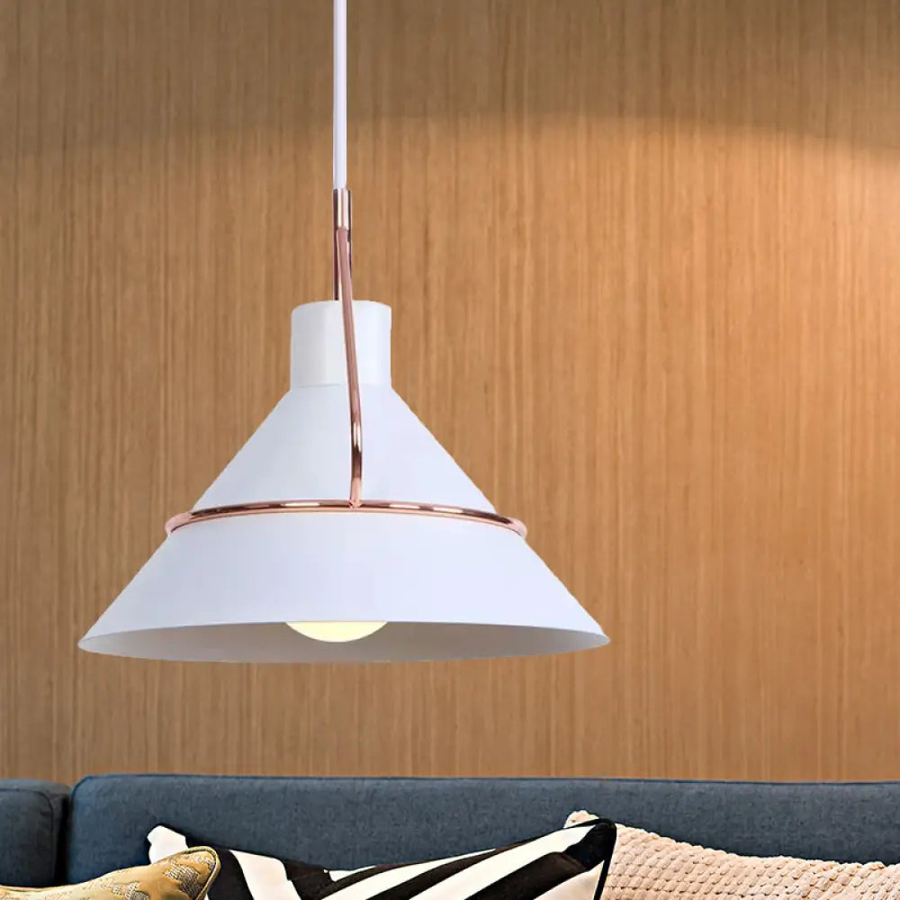 Modern Metal Pendant Lamp - Minimalist Conical Design 1 Light White/Black White