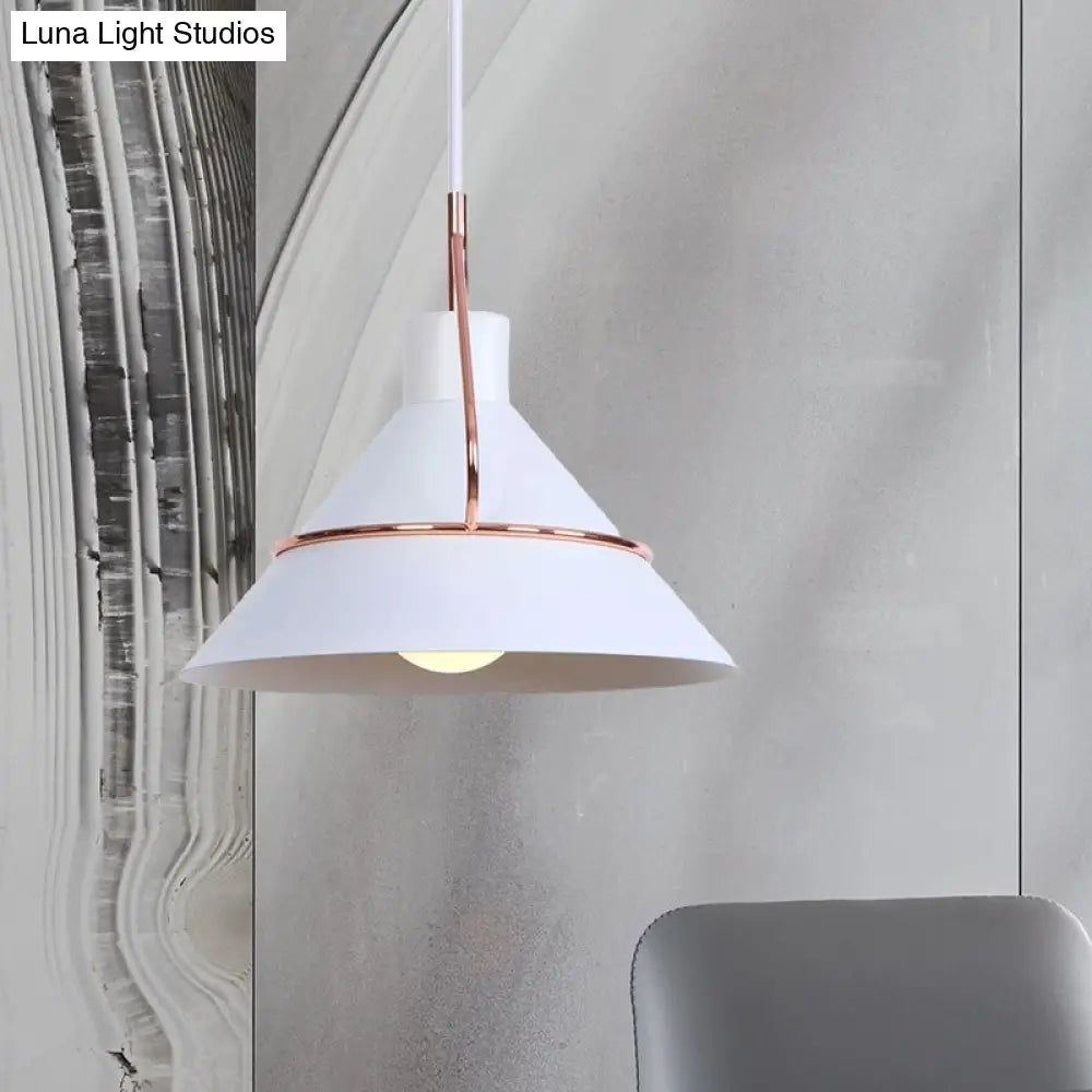 Modern Metal Pendant Lamp - Minimalist Conical Design 1 Light White/Black