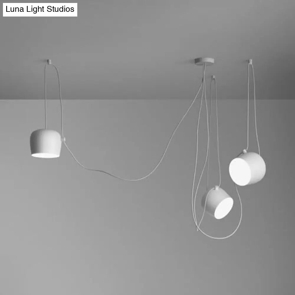 Modern Metal Swag Pendant Light Kit With Adjustable Cord - 3/4 Heads Black/White