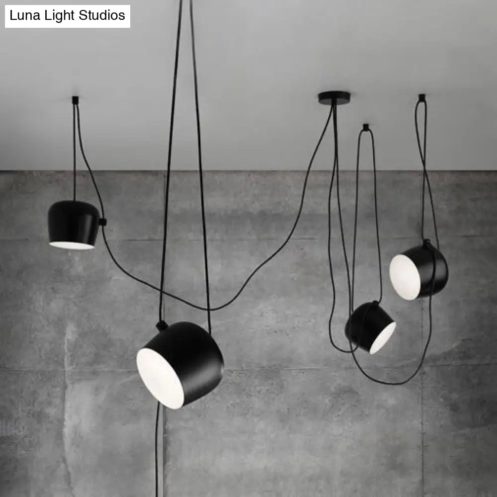 Modern Metal Swag Pendant Light Kit With Adjustable Cord - 3/4 Heads Black/White 4 / Black